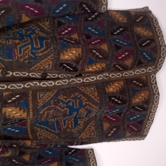 Chico's Design Vintage 90s Colorful Pattern Cotton Blend Cardigan Sweate… - Picture 10 of 16